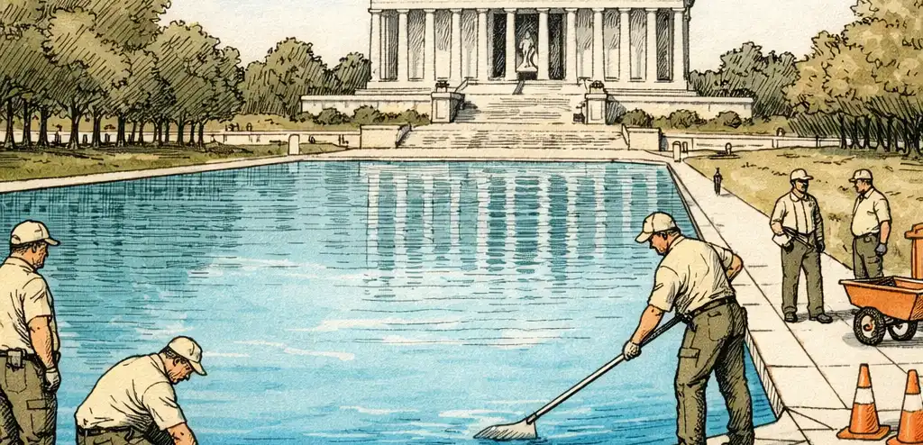 Trump Blames Vandals for Reflecting Pool Damage