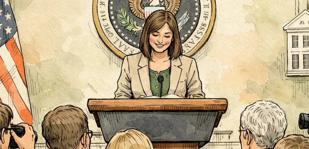 Katie Zacharia's debut as press secretary lasts just 14 minutes