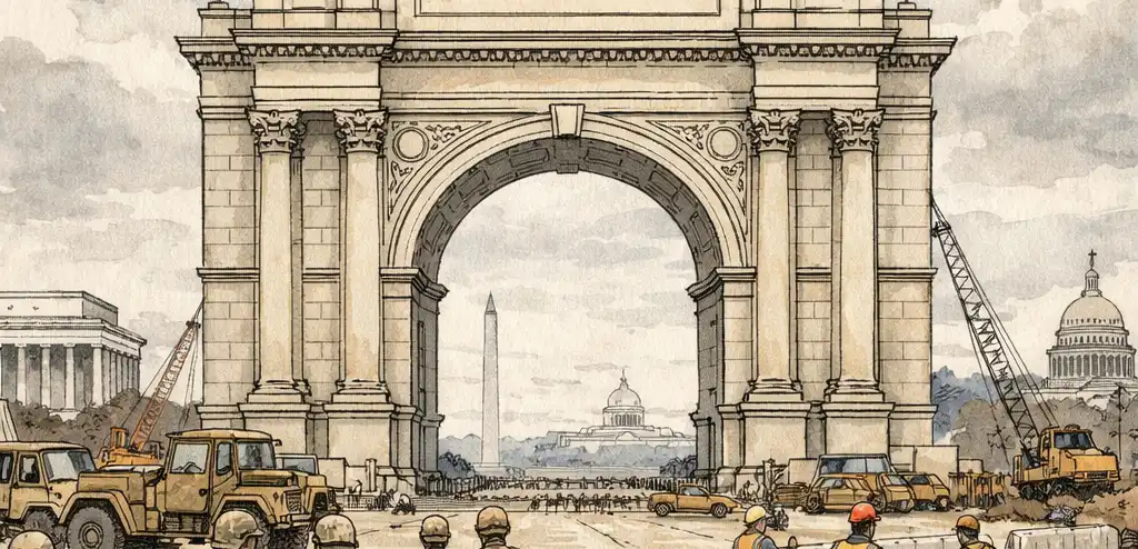 Trump's D.C. Arch Redesigned as Military Complex