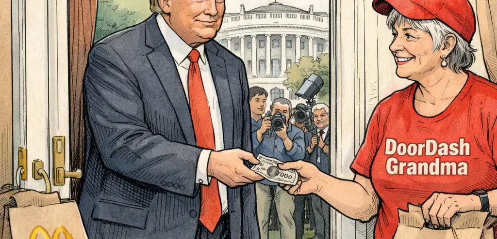 Trump Promotes Tip Tax Cut with DoorDash Delivery