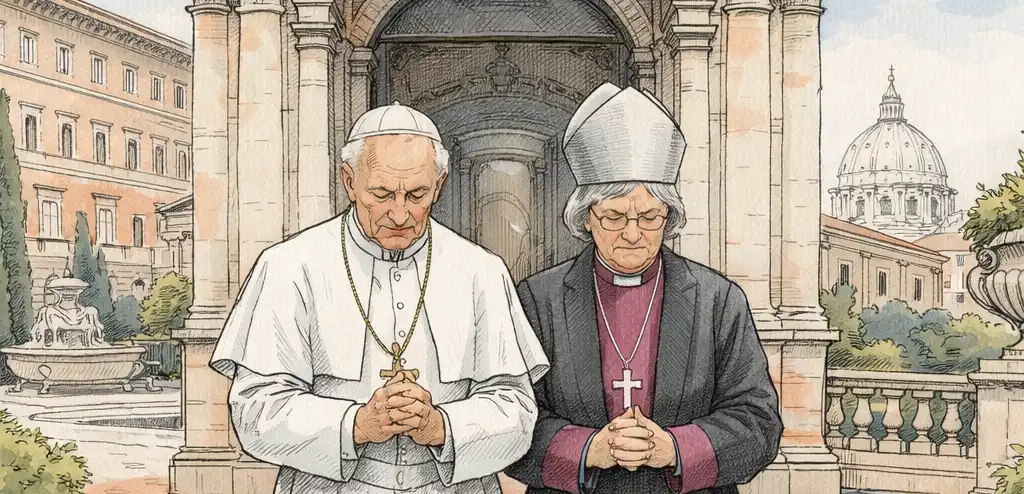 Pope Leo and Archbishop Mullally Pray Together