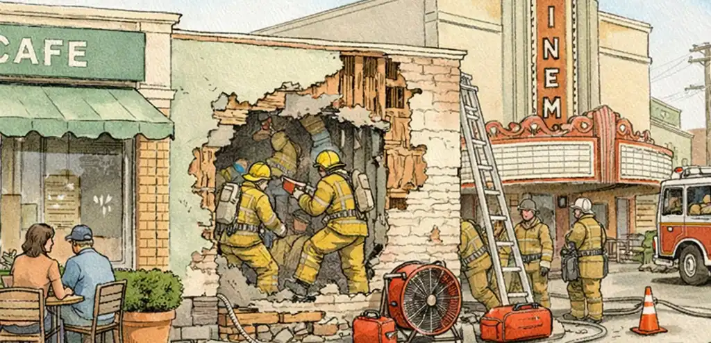 Suspect Rescued After Being Trapped in Wall for Hours