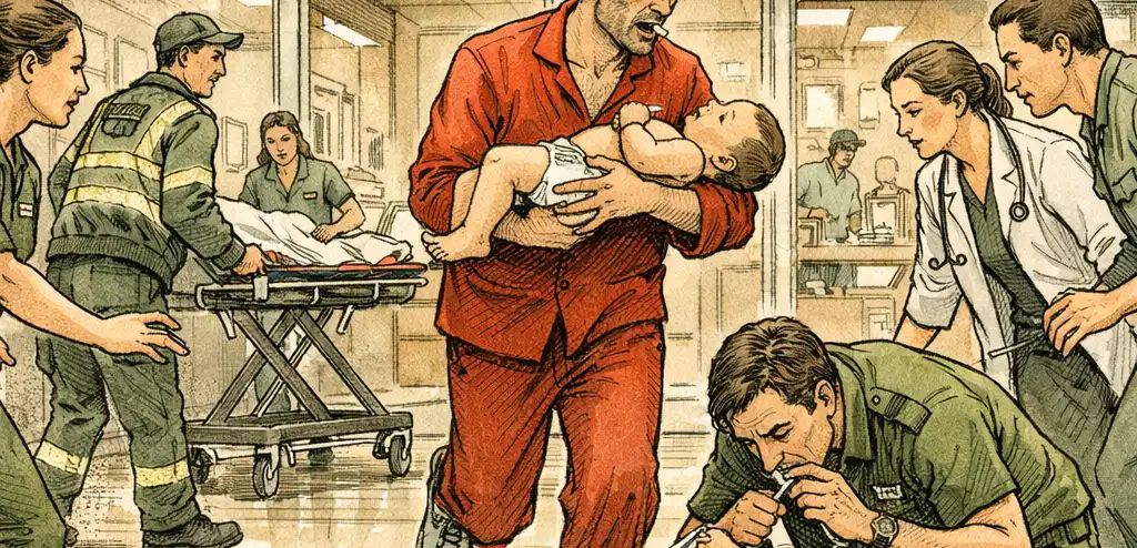 Teacher Accused of Murdering Adopted Baby Begs Medics to Save Him