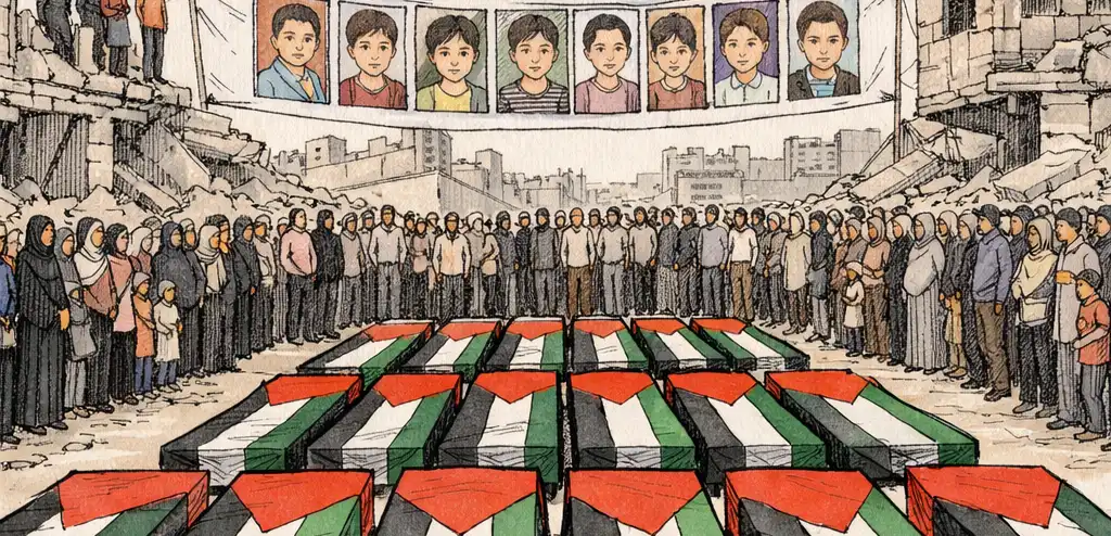 Gaza Holds Mass Funeral for 112 Victims of Israeli Strike