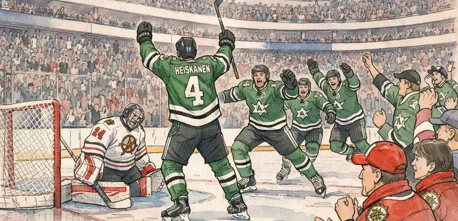 Heiskanen's Overtime Goal Lifts Stars Over Blackhawks, 4-3