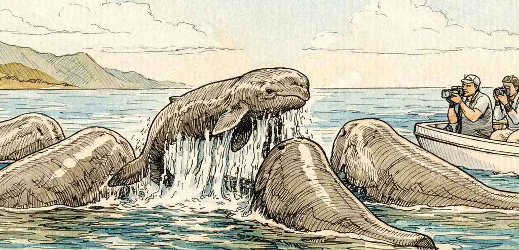 Sperm Whales Cooperate to Assist Birth in Rare Footage