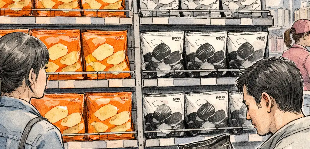 Calbee Switches to Black-and-White Packaging Due to Ink Shortage