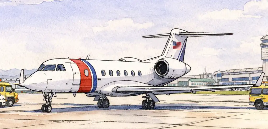 Coast Guard Jet with Mullin Makes Emergency Landing