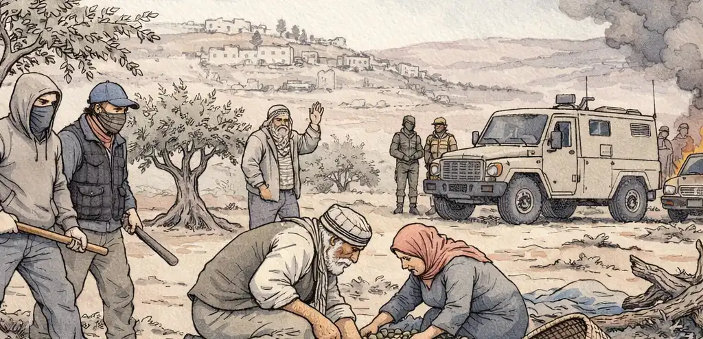 Israeli Settlers Attack Olive Farmers in West Bank