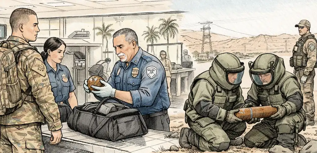 US Marine Detained for Live Explosive Round in Bag