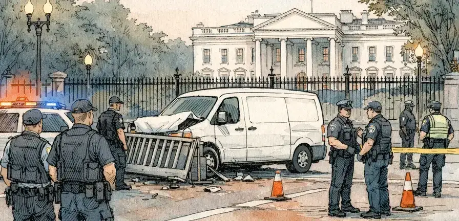 Man Detained After Driving Van Into White House Barricade