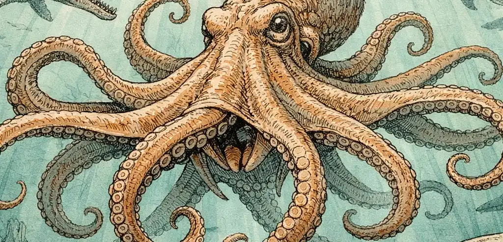 Giant Octopus Apex Predator in Dinosaur Era