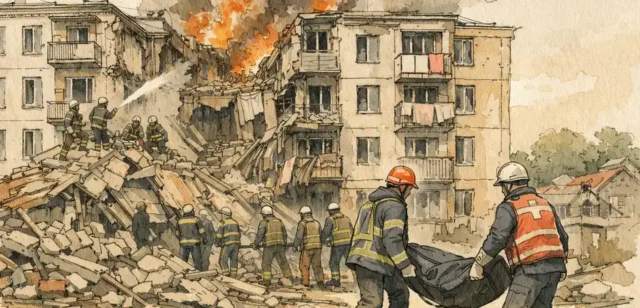 Russian Missile Strike on Kharkiv Apartment Building Kills at Least 10