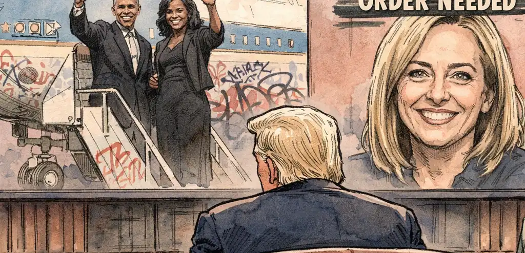 Trump Posts Doctored Image of Obamas with Graffiti