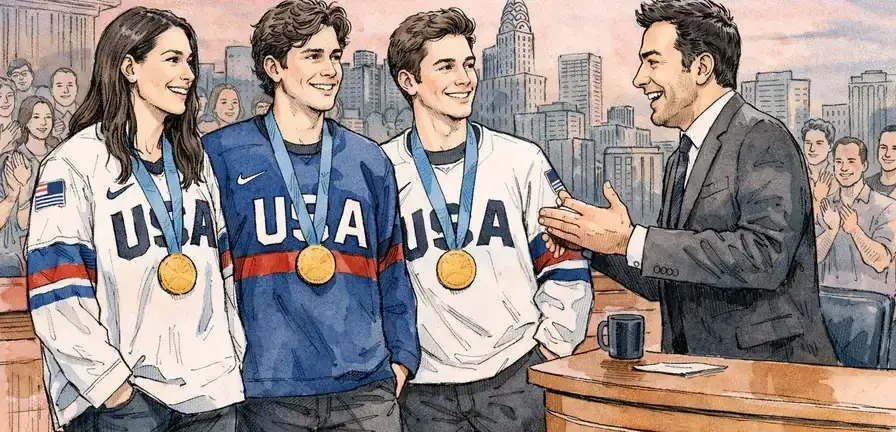 US Olympic Hockey Gold Medalists Appear on Late-Night Shows
