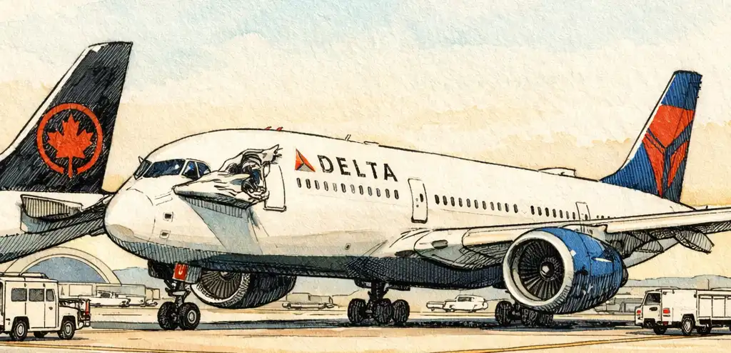 Delta Plane Clips Air Canada Jet on LAX Taxiway