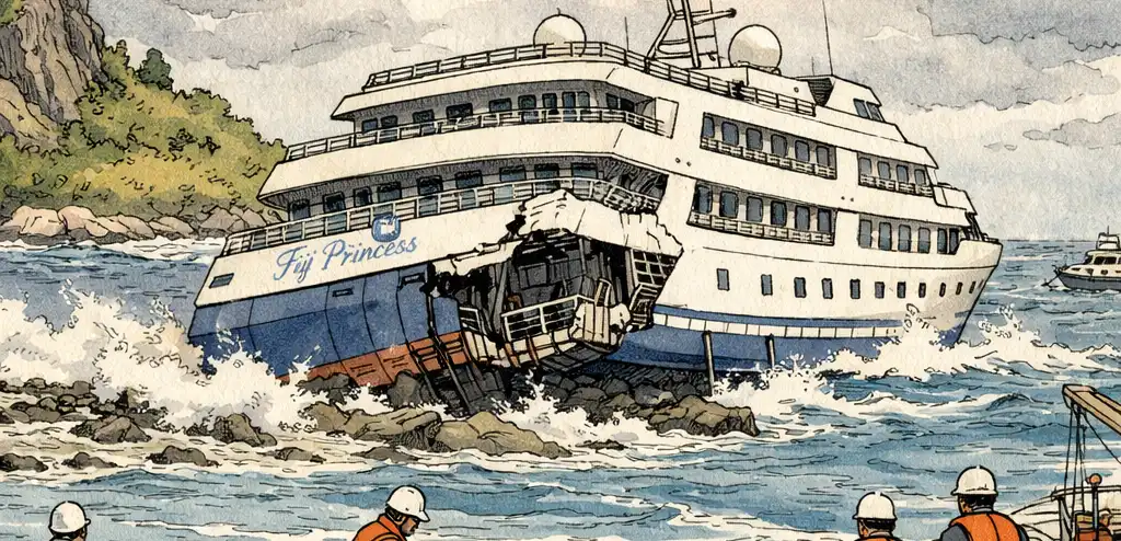 Cruise Ship Runs Aground Near Fiji's Monuriki Island