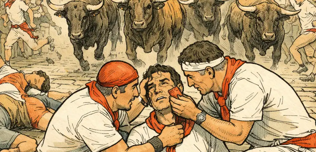 Runner Gored in Face During San Fermin Bull Run