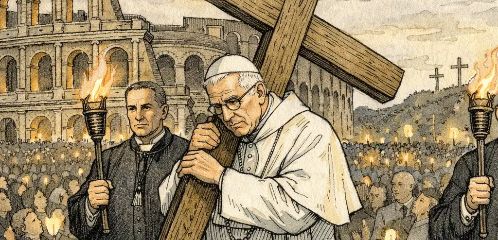 Pope Leo XIV Carries Cross for Full Good Friday Procession