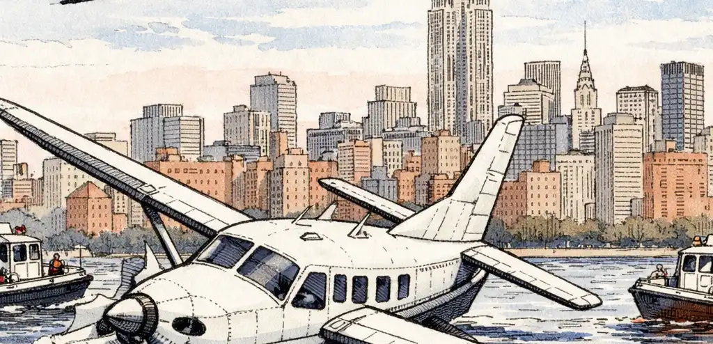 Seaplane Makes Hard Landing in NYC's East River
